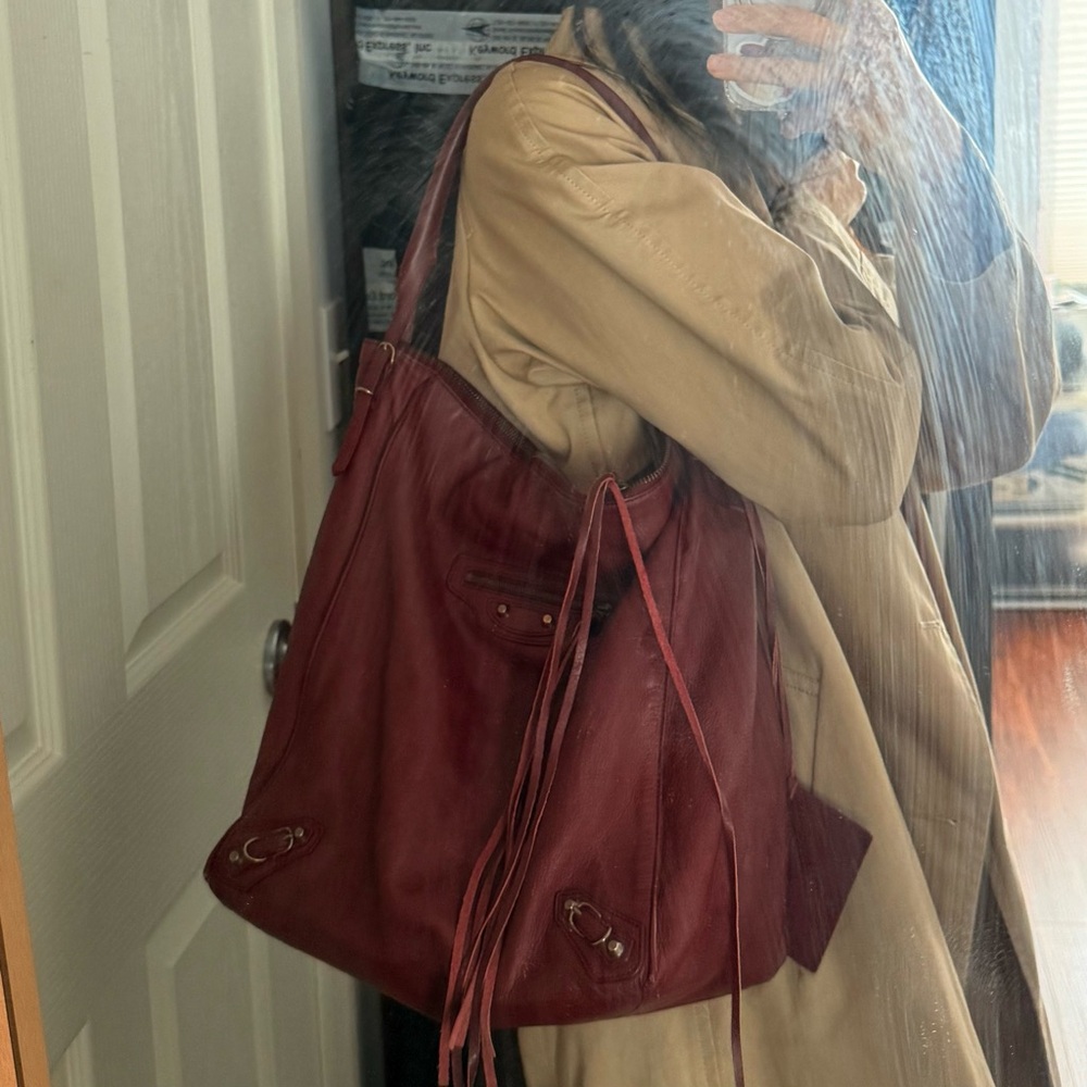 BALENCIAGA Le City Messenger Bag Burgundy